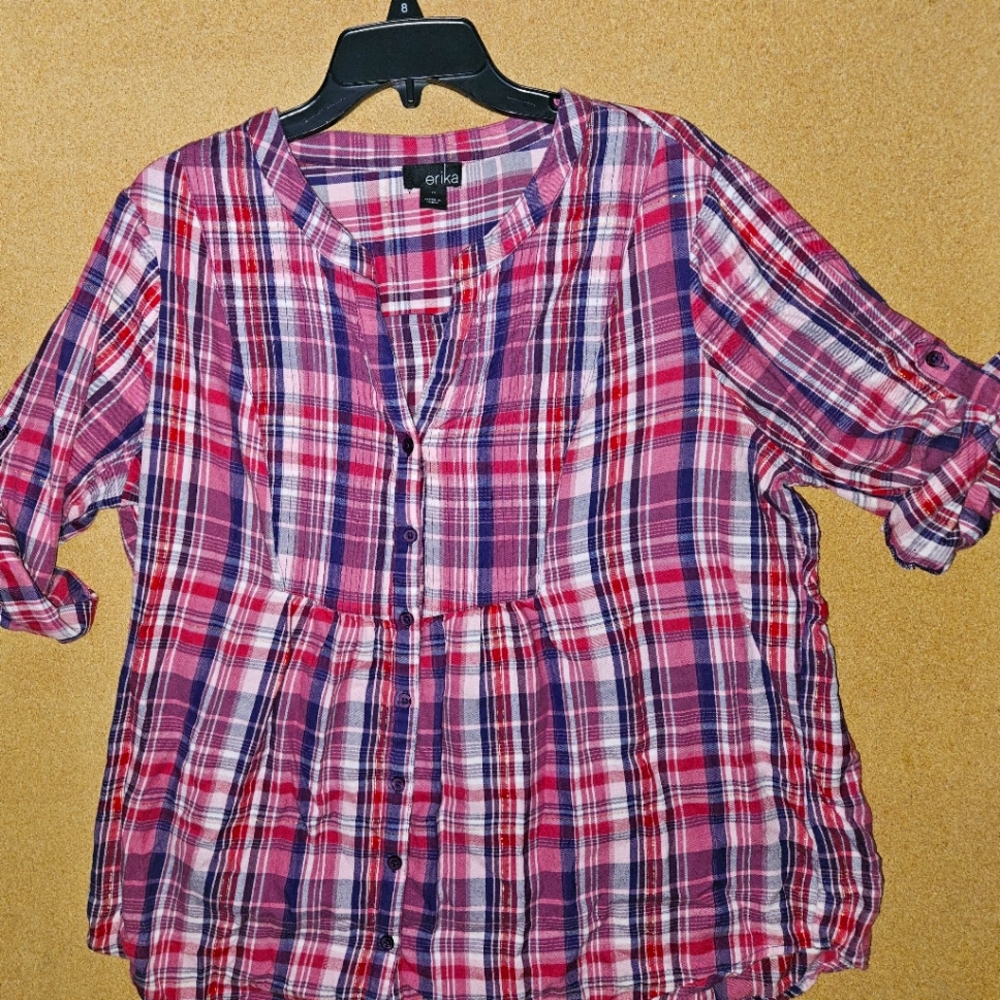 1X Erika baby doll lightweight flannel top